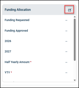 Edit Funding allocation fields